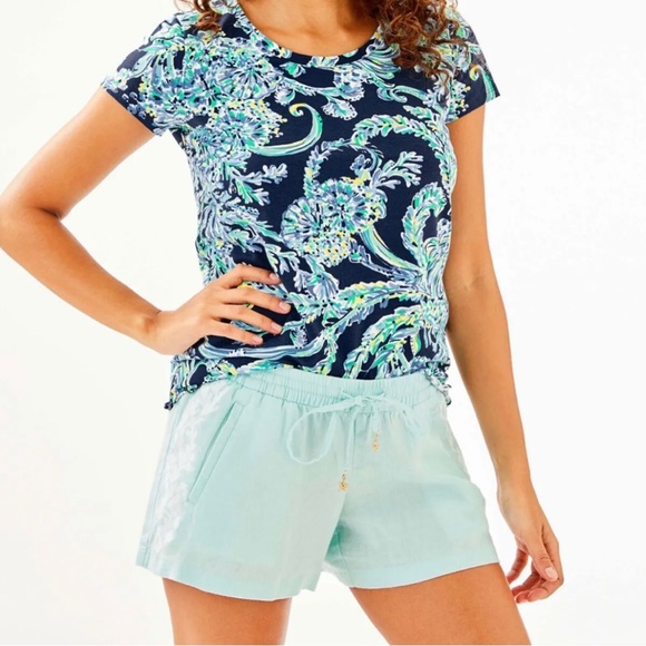 Lilly Pulitzer Pants - Lilly Pulitzer Drawstring Baybreeze Linen Shorts Whisper Blue Medium